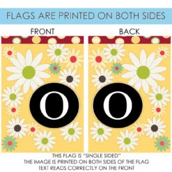 Floral Monogram Letter O Outdoor House Flag 40" X 28" -PatioVibe Shop 109910 4 12886.1682374660