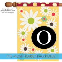 Floral Monogram Letter O Outdoor House Flag 40" X 28" -PatioVibe Shop 109910 5 35739.1682374661