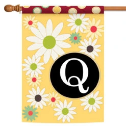 Floral Monogram Letter Q Outdoor House Flag 40" X 28"