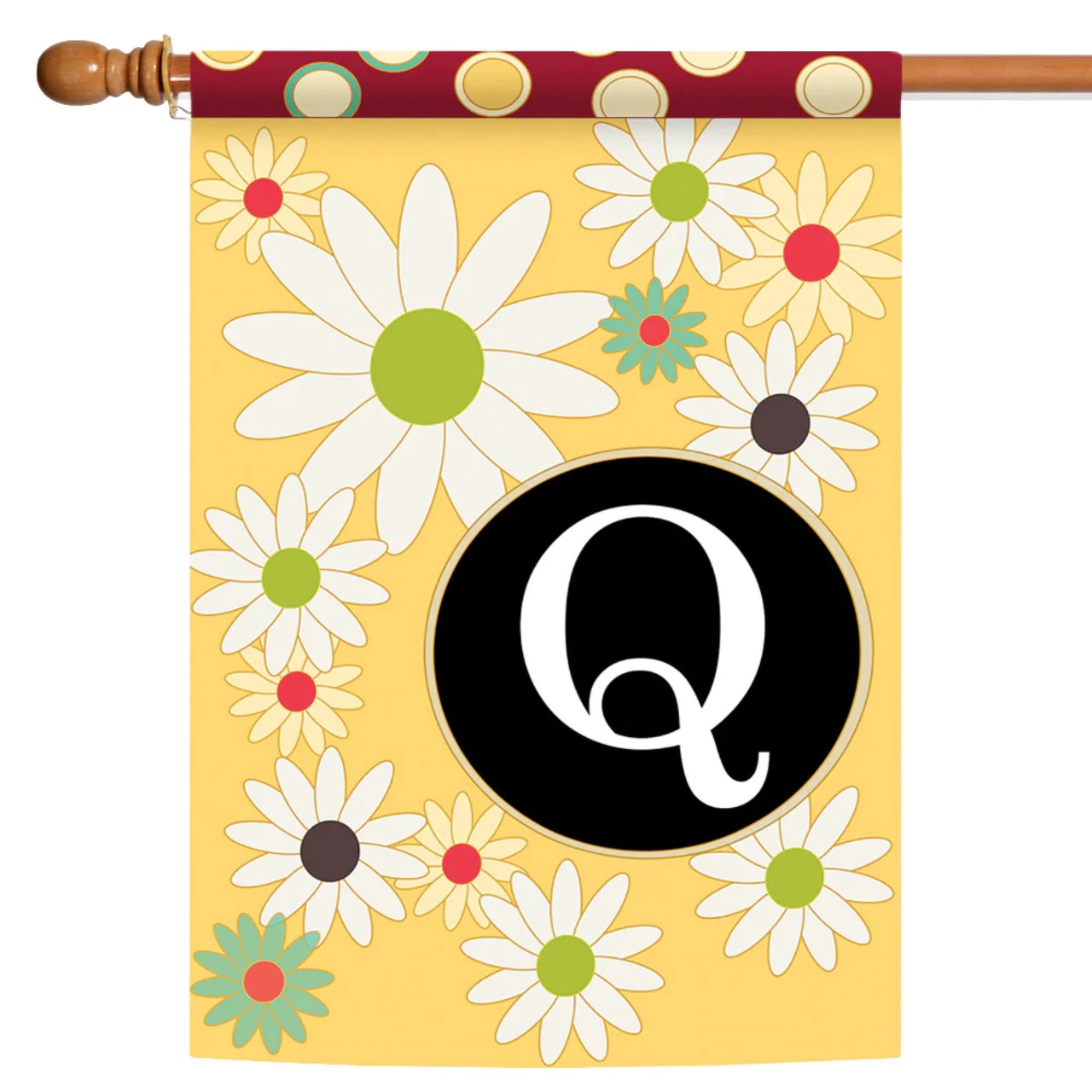 Floral Monogram Letter Q Outdoor House Flag 40" X 28" 1 Floral Monogram Letter Q Outdoor House Flag 40" X 28"