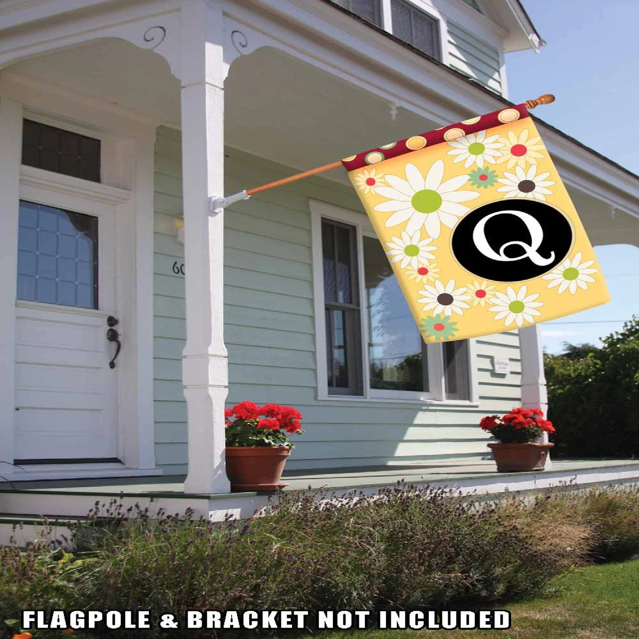 Floral Monogram Letter Q Outdoor House Flag 40" X 28" 2 Floral Monogram Letter Q Outdoor House Flag 40" X 28" - Image 2
