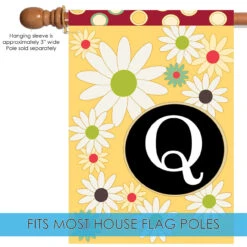 Floral Monogram Letter Q Outdoor House Flag 40" X 28" 9 Floral Monogram Letter Q Outdoor House Flag 40" X 28" -PatioVibe Shop 109912 5 74215.1682374724