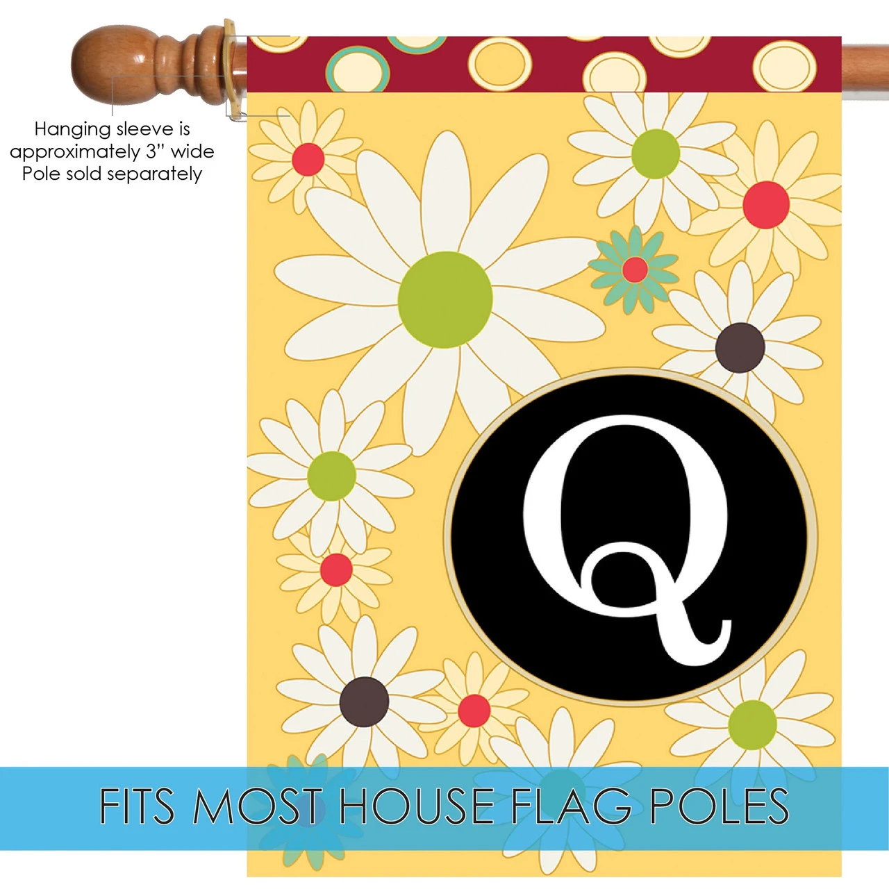 Floral Monogram Letter Q Outdoor House Flag 40" X 28" 5 Floral Monogram Letter Q Outdoor House Flag 40" X 28" - Image 5