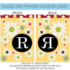Floral Monogram Letter R Outdoor House Flag 40" X 28" -PatioVibe Shop 109913 4 37121.1682374655