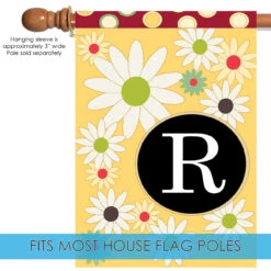 Floral Monogram Letter R Outdoor House Flag 40" X 28" -PatioVibe Shop 109913 5 51488.1682374655