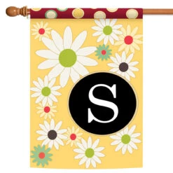 Floral Monogram Letter S Outdoor House Flag 40" X 28"