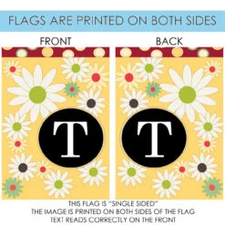 Floral Monogram Letter T Outdoor House Flag 40" X 28" -PatioVibe Shop 109915 4 17181.1682374581