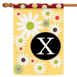 Floral Monogram Letter X Outdoor House Flag 40" X 28"