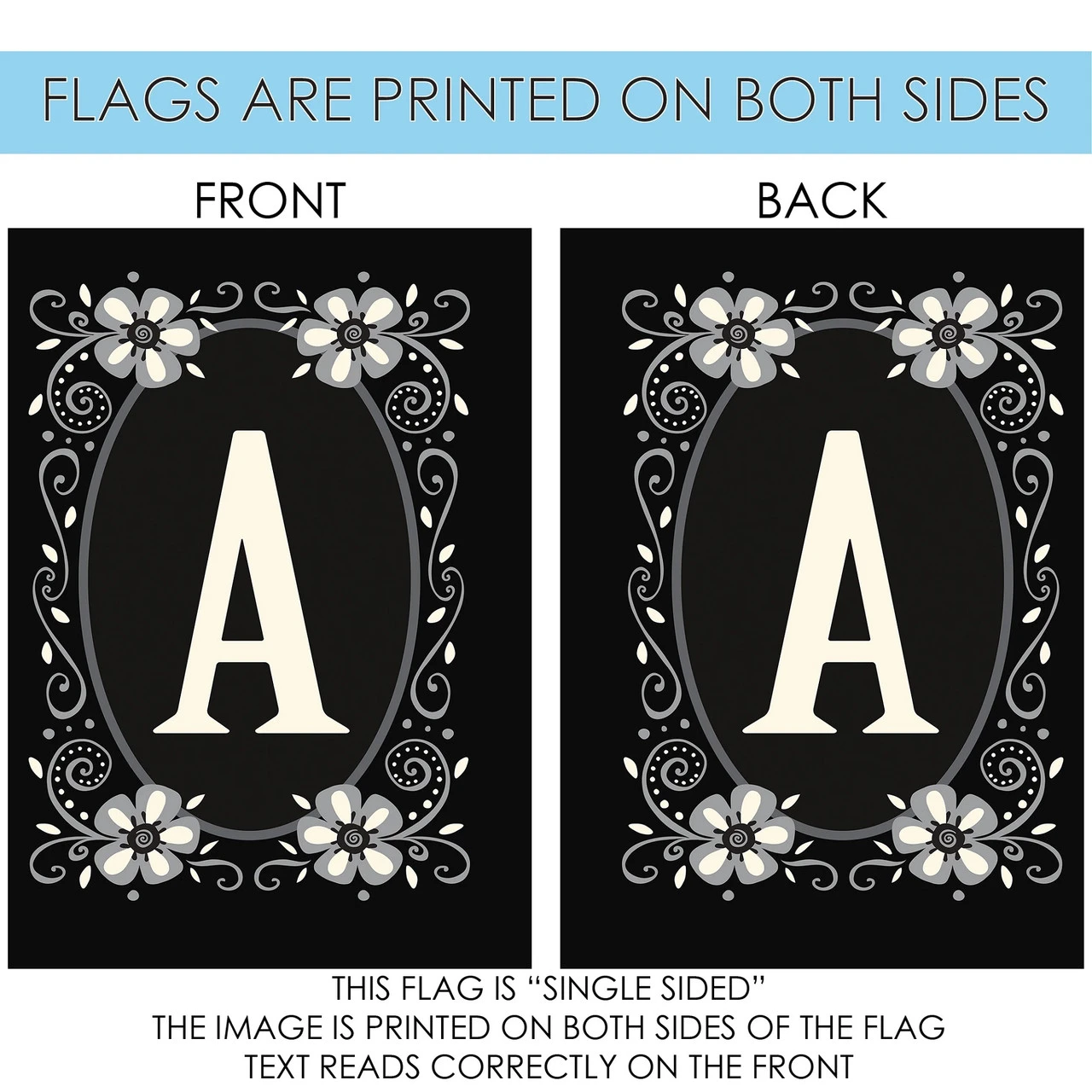 Classic Monogram Letter A Outdoor House Flag 40" X 28" 4 Classic Monogram Letter A Outdoor House Flag 40" X 28" - Image 4
