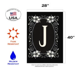 Classic Monogram Letter J Outdoor House Flag 40" X 28" -PatioVibe Shop 109931 3 45893.1682374610