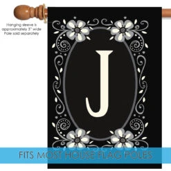 Classic Monogram Letter J Outdoor House Flag 40" X 28" -PatioVibe Shop 109931 5 89281.1682374611
