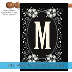 Classic Monogram Letter M Outdoor House Flag 40" X 28" -PatioVibe Shop 109934 5 97643.1682374631