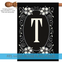 Elegant Floral Initial T Outdoor House Flag 40" X 28" 9 Elegant Floral Initial T Outdoor House Flag 40" X 28" -PatioVibe Shop 109941 5 95586.1682374649