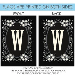 Elegant Floral Initial W Outdoor House Flag 40" X 28" -PatioVibe Shop 109944 4 08711.1682374632
