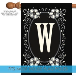 Elegant Floral Initial W Outdoor House Flag 40" X 28" -PatioVibe Shop 109944 5 90127.1682374632