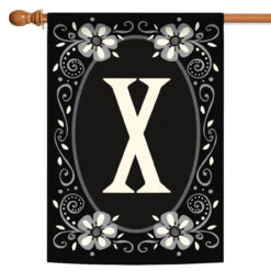Elegant Floral Initial XOutdoor House Flag 40" X 28"