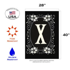 Elegant Floral Initial XOutdoor House Flag 40" X 28" -PatioVibe Shop 109945 3 00690.1682374654