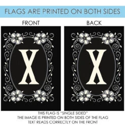 Elegant Floral Initial XOutdoor House Flag 40" X 28" -PatioVibe Shop 109945 4 81581.1682374654
