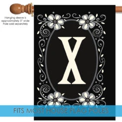 Elegant Floral Initial XOutdoor House Flag 40" X 28" -PatioVibe Shop 109945 5 23057.1682374655