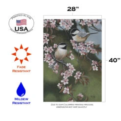 Forget Me Not Chickadees Outdoor House Flag 40" X 28" -PatioVibe Shop 109966 3 24669.1682374569
