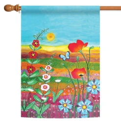 Fields Of Flowers Outdoor House Flag 40" X 28"