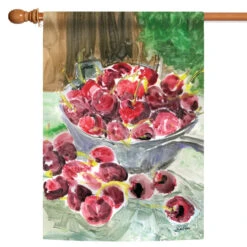 Watercolor Cherries Outdoor House Flag 40" X 28"