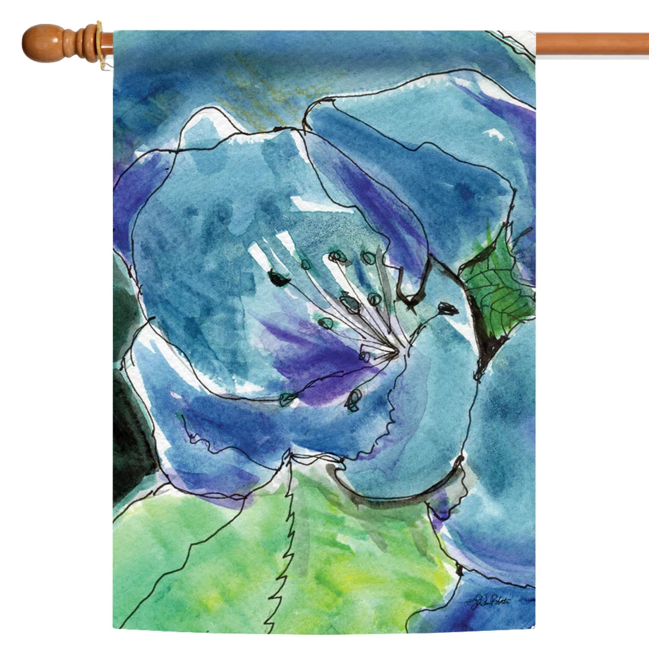 Watercolor Lilies Outdoor House Flag 40" X 28" 1 Watercolor Lilies Outdoor House Flag 40" X 28"
