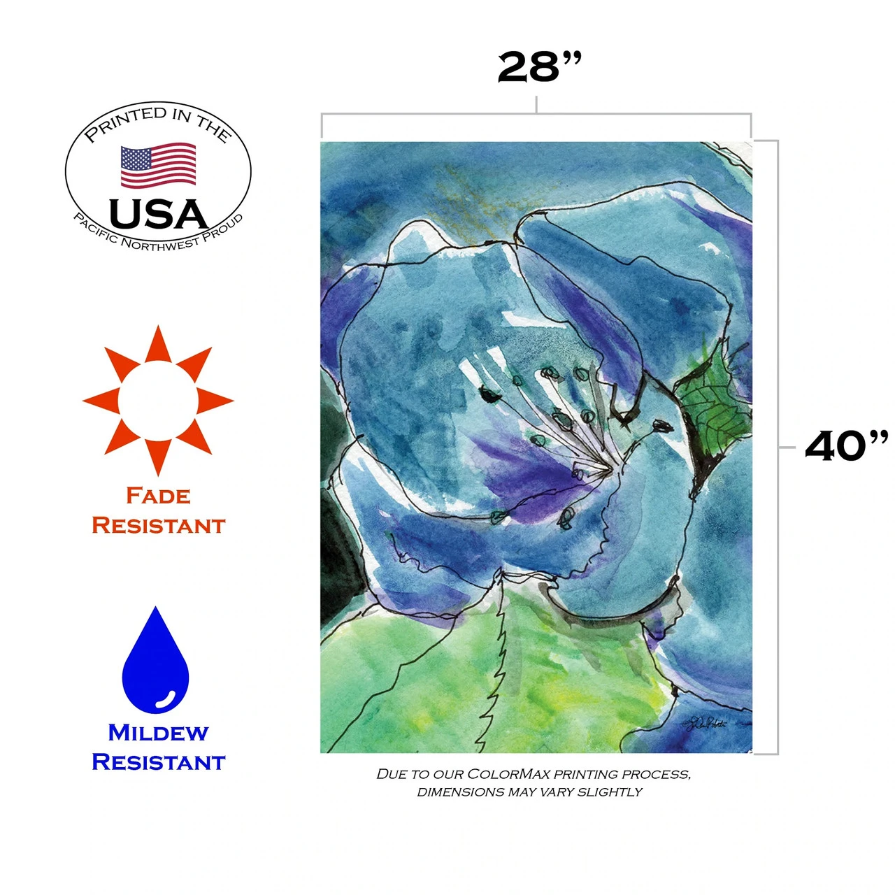 Watercolor Lilies Outdoor House Flag 40" X 28" 3 Watercolor Lilies Outdoor House Flag 40" X 28" - Image 3