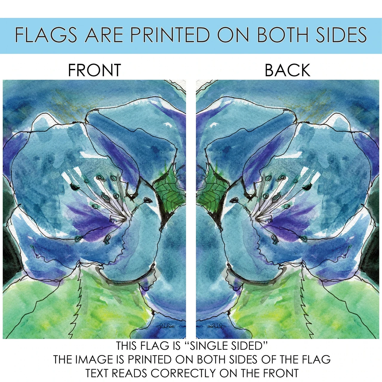 Watercolor Lilies Outdoor House Flag 40" X 28" 4 Watercolor Lilies Outdoor House Flag 40" X 28" - Image 4