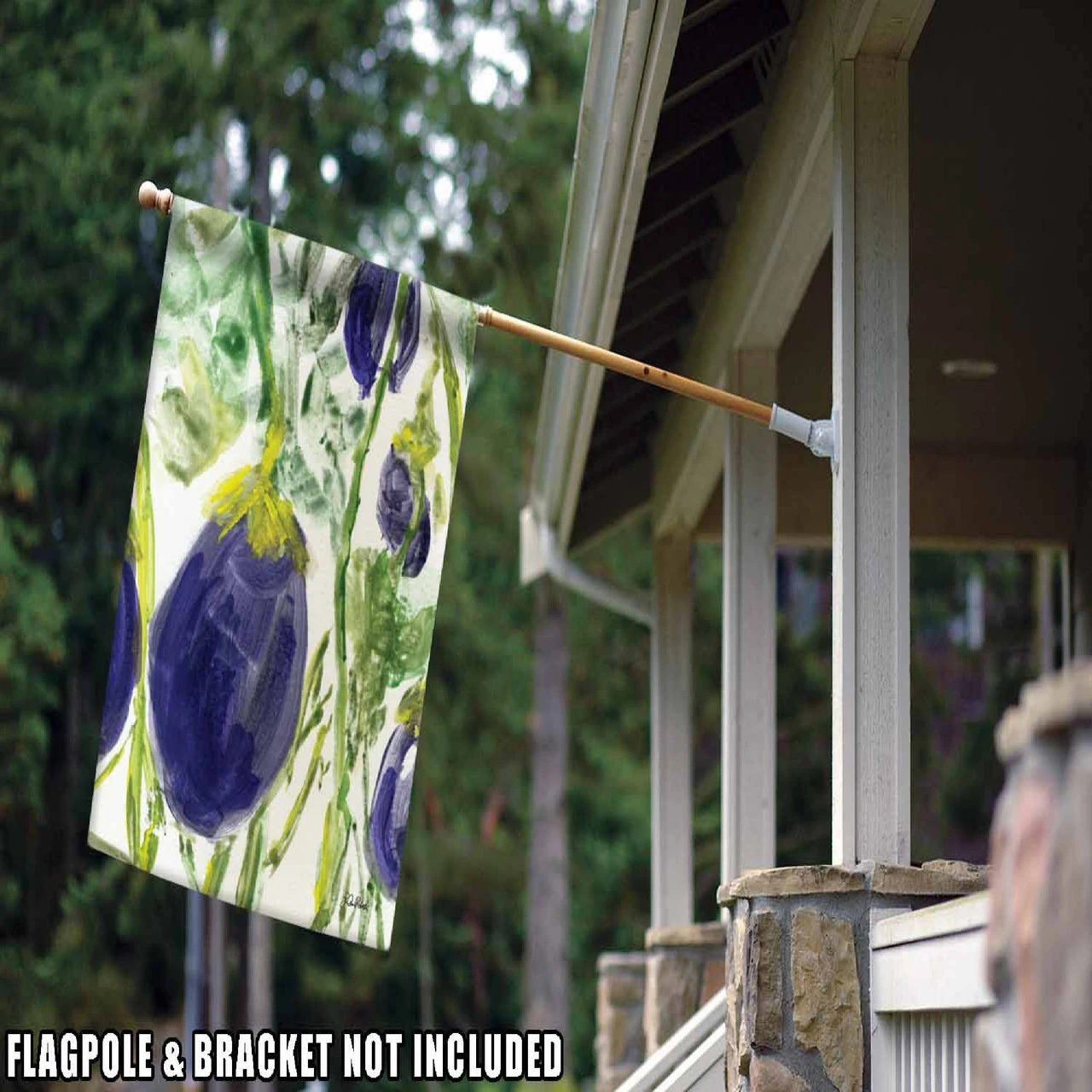 Watercolor Eggplants Outdoor House Flag 40" X 28" 2 Watercolor Eggplants Outdoor House Flag 40" X 28" - Image 2