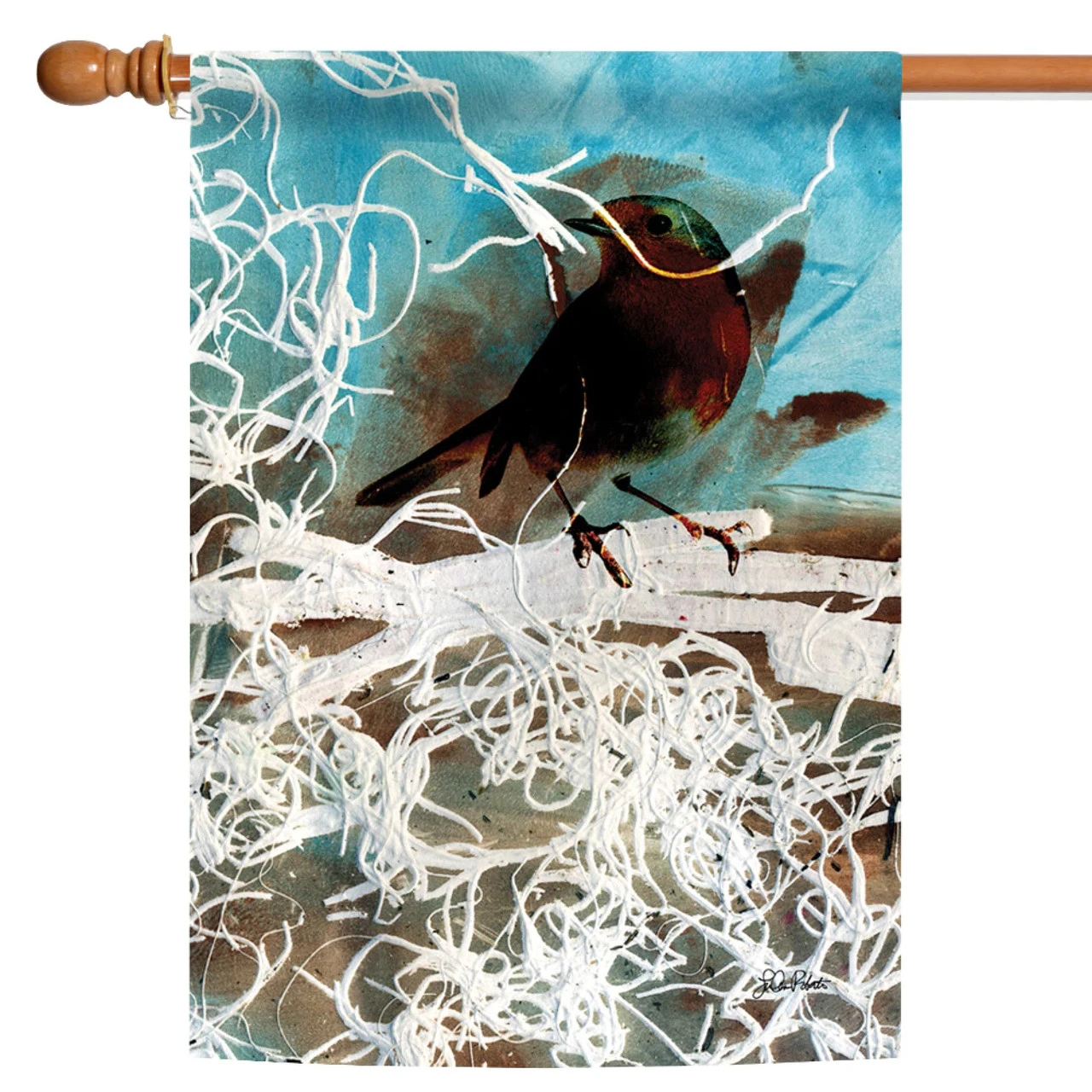 Watercolor Blackbird Outdoor House Flag 40" X 28" 1 Watercolor Blackbird Outdoor House Flag 40" X 28"