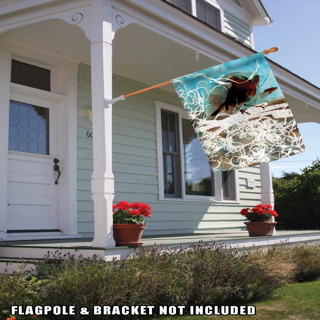 Watercolor Blackbird Outdoor House Flag 40" X 28" 2 Watercolor Blackbird Outdoor House Flag 40" X 28" - Image 2