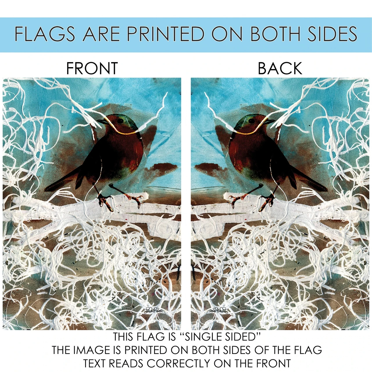 Watercolor Blackbird Outdoor House Flag 40" X 28" 4 Watercolor Blackbird Outdoor House Flag 40" X 28" - Image 4