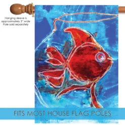 Watercolor Red Goldfish Outdoor House Flag 40" X 28" 9 Watercolor Red Goldfish Outdoor House Flag 40" X 28" -PatioVibe Shop 109986 5 68575.1682374444