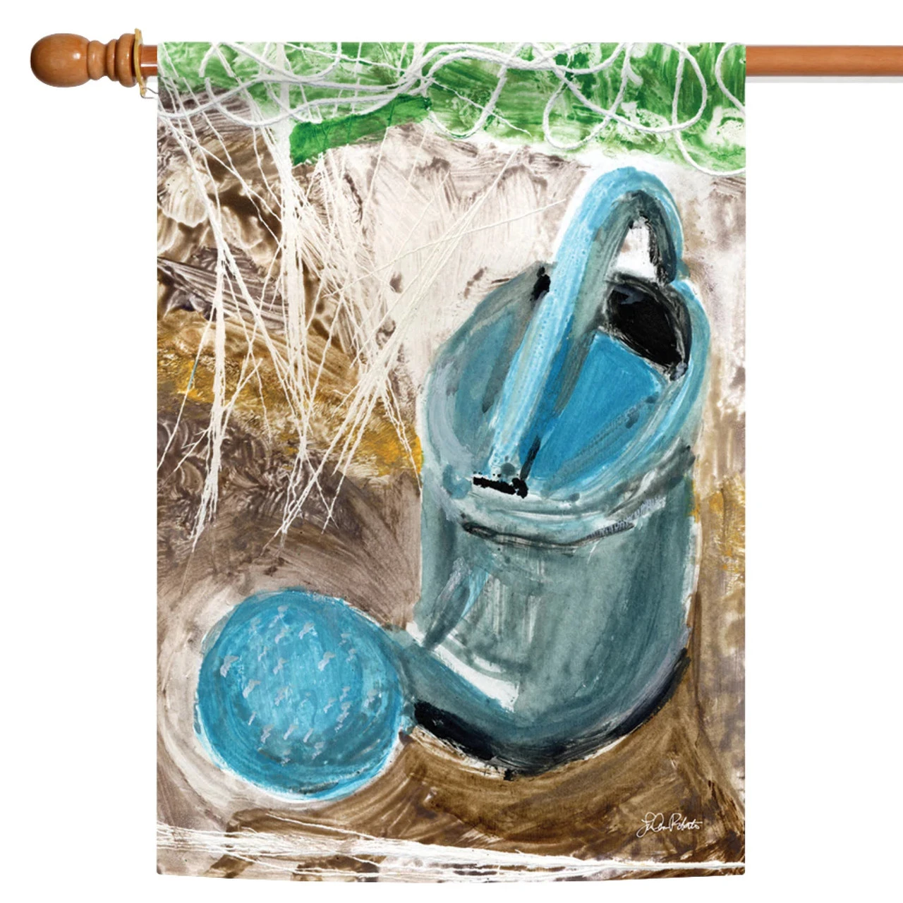 Watercolor Watering Can Outdoor House Flag 40" X 28" 1 Watercolor Watering Can Outdoor House Flag 40" X 28"