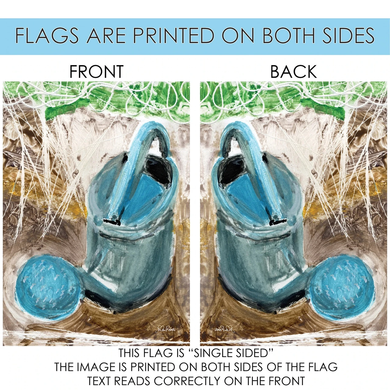 Watercolor Watering Can Outdoor House Flag 40" X 28" 4 Watercolor Watering Can Outdoor House Flag 40" X 28" - Image 4