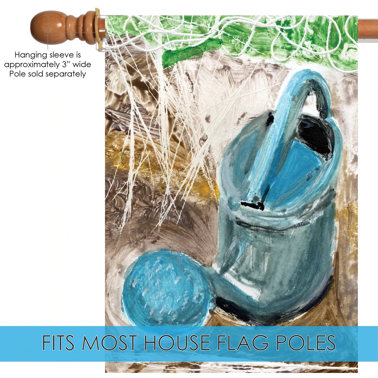 Watercolor Watering Can Outdoor House Flag 40" X 28" 5 Watercolor Watering Can Outdoor House Flag 40" X 28" - Image 5
