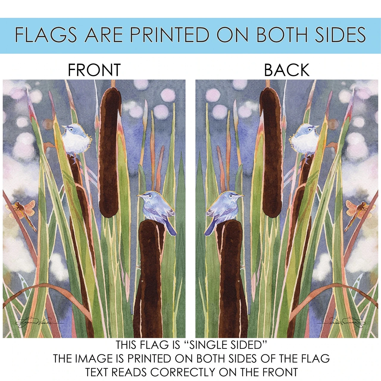 Gnatcatcher Cattails Outdoor House Flag 40" X 28" 4 Gnatcatcher Cattails Outdoor House Flag 40" X 28" - Image 4