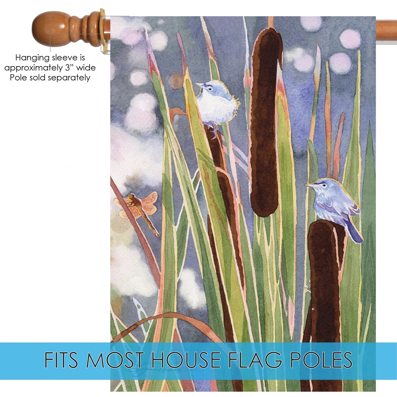 Gnatcatcher Cattails Outdoor House Flag 40" X 28" 5 Gnatcatcher Cattails Outdoor House Flag 40" X 28" - Image 5