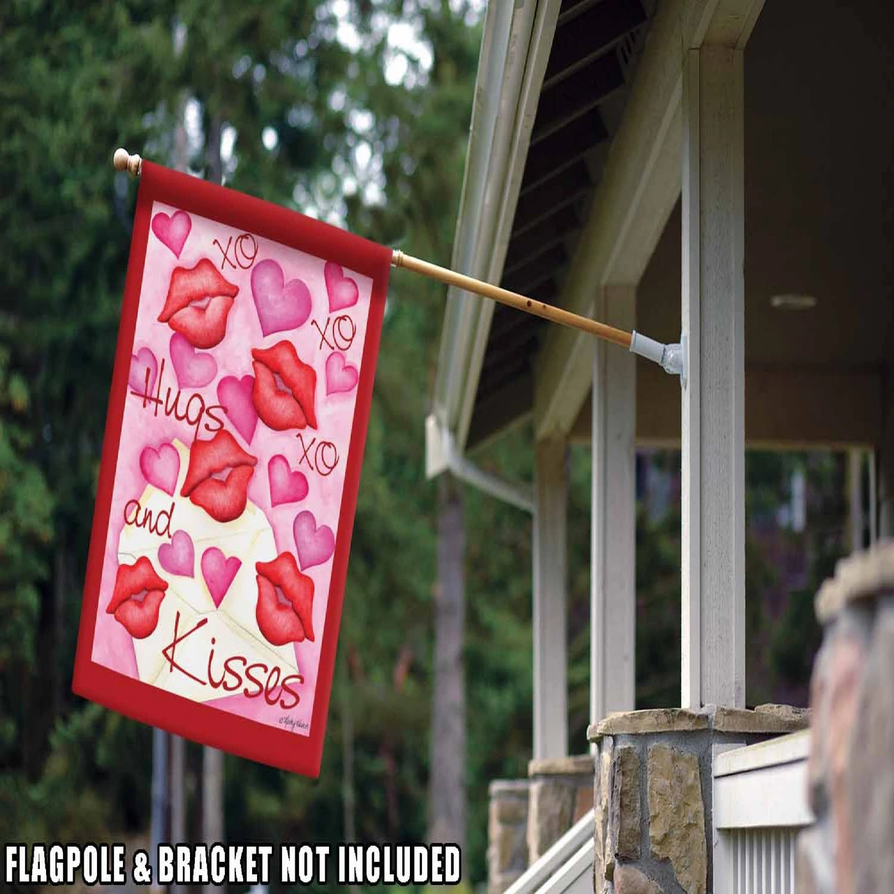 Hugs And Kisses Outdoor House Flag 40" X 28" 2 Hugs And Kisses Outdoor House Flag 40" X 28" - Image 2