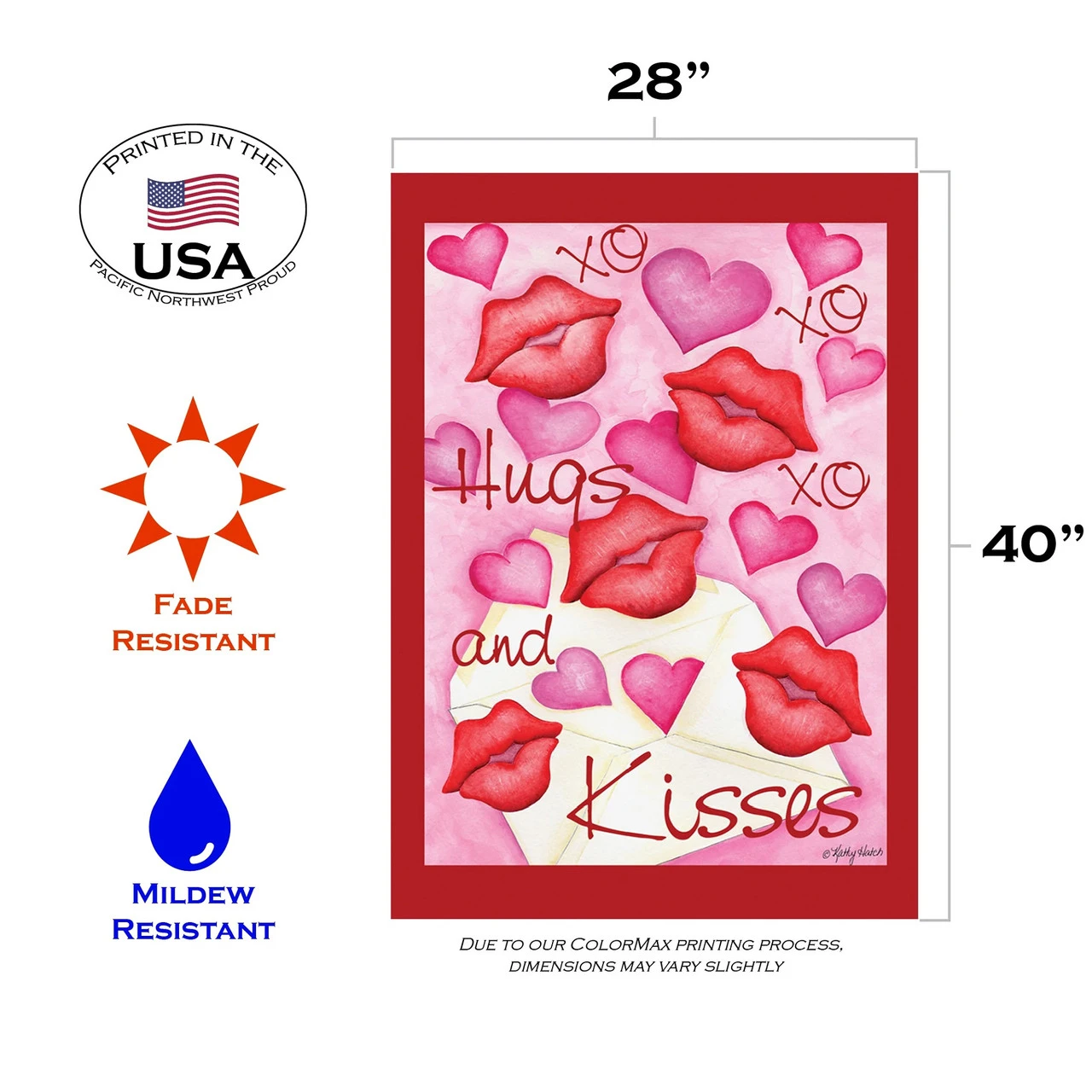 Hugs And Kisses Outdoor House Flag 40" X 28" 3 Hugs And Kisses Outdoor House Flag 40" X 28" - Image 3