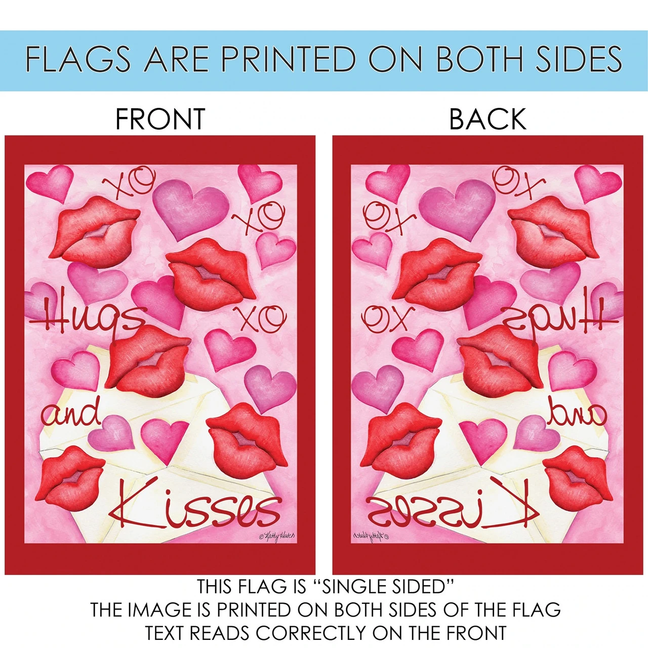 Hugs And Kisses Outdoor House Flag 40" X 28" 4 Hugs And Kisses Outdoor House Flag 40" X 28" - Image 4