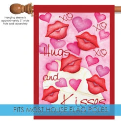 Hugs And Kisses Outdoor House Flag 40" X 28" 9 Hugs And Kisses Outdoor House Flag 40" X 28" -PatioVibe Shop 109998 5 20764.1682374468