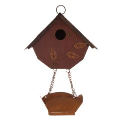 12.91" Modern Hanging Distressed Finish Wooden Birdhouse
