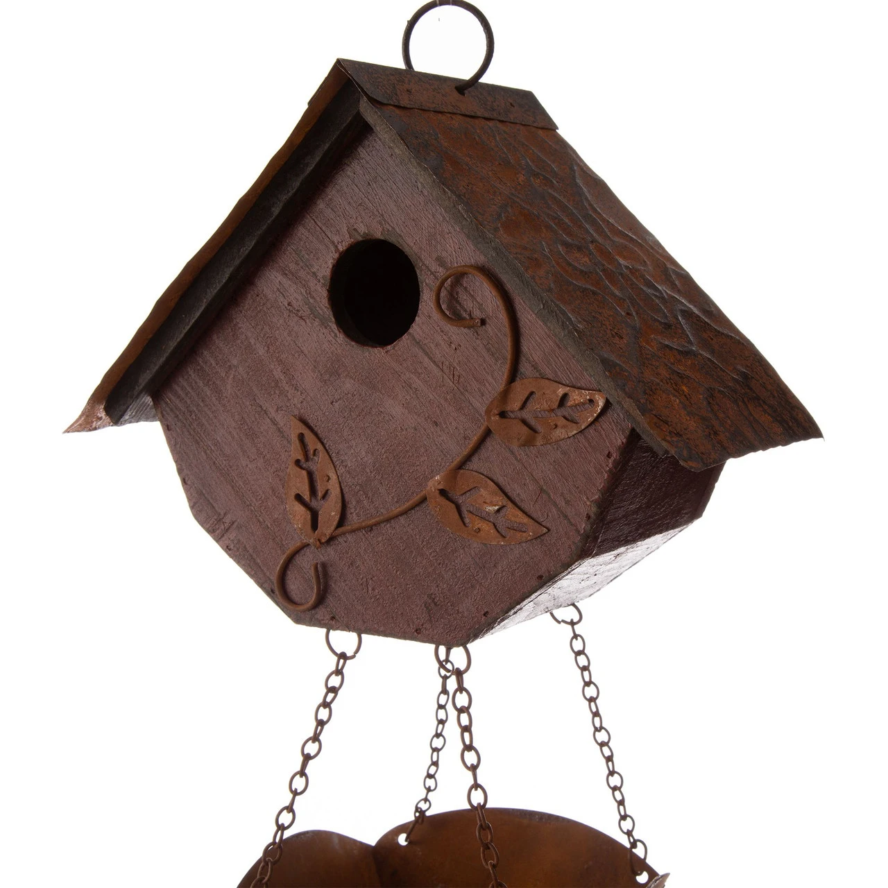 12.91" Modern Hanging Distressed Finish Wooden Birdhouse 2 12.91" Modern Hanging Distressed Finish Wooden Birdhouse - Image 2