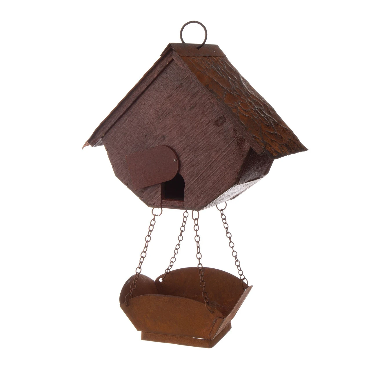 12.91" Modern Hanging Distressed Finish Wooden Birdhouse 4 12.91" Modern Hanging Distressed Finish Wooden Birdhouse - Image 4
