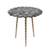 30" Black Agate Brass Inlay Centre Table With Tri Legs