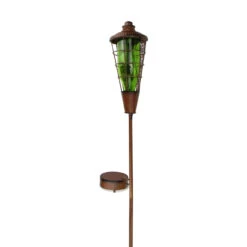 38.5" Green And Brown Lighted Water Vapor LED Flame Torch