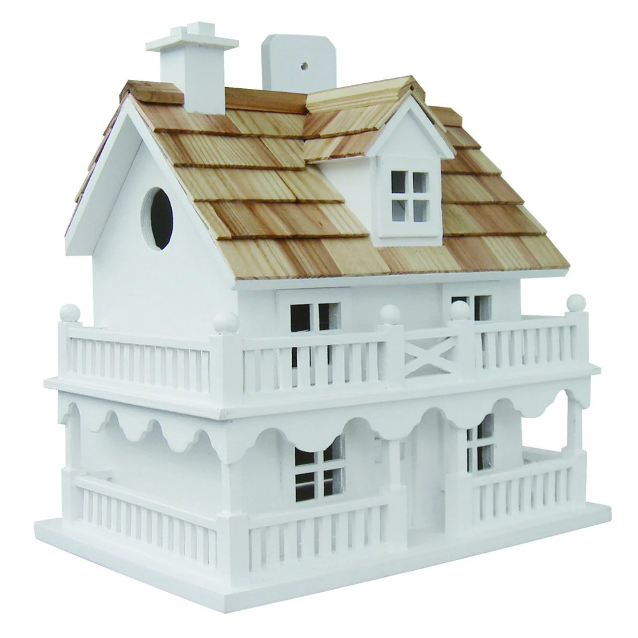 10.75" White And Brown New England Cottage Outdoor Garden Birdhouse 1 10.75" White And Brown New England Cottage Outdoor Garden Birdhouse
