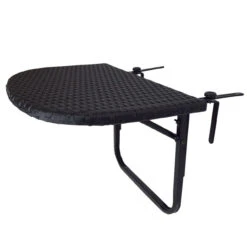 24" Jet Black Foldable Wicker Outdoor Furniture Patio Side Table